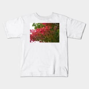 Red green autumn maple leaves Kids T-Shirt